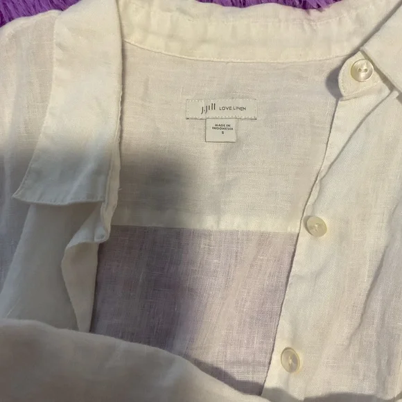 J. Jill White Linen Button Down Shirt - Picture 4 of 4